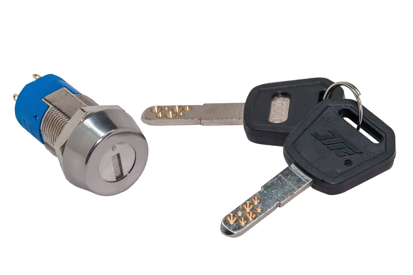 S2931 19mm外徑UL認證電源鎖開關含雙邊銑齒卡巴銅鑰匙